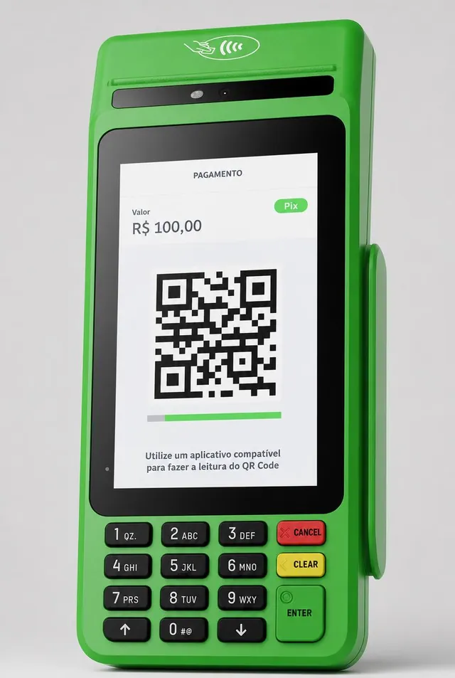 Maquininha T3 Smart Ton Mega+ vista em ângulo 1