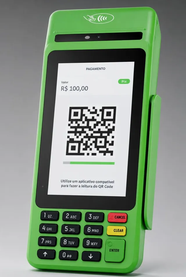 Maquininha T3 Smart Ton Mega+ vista em ângulo 2