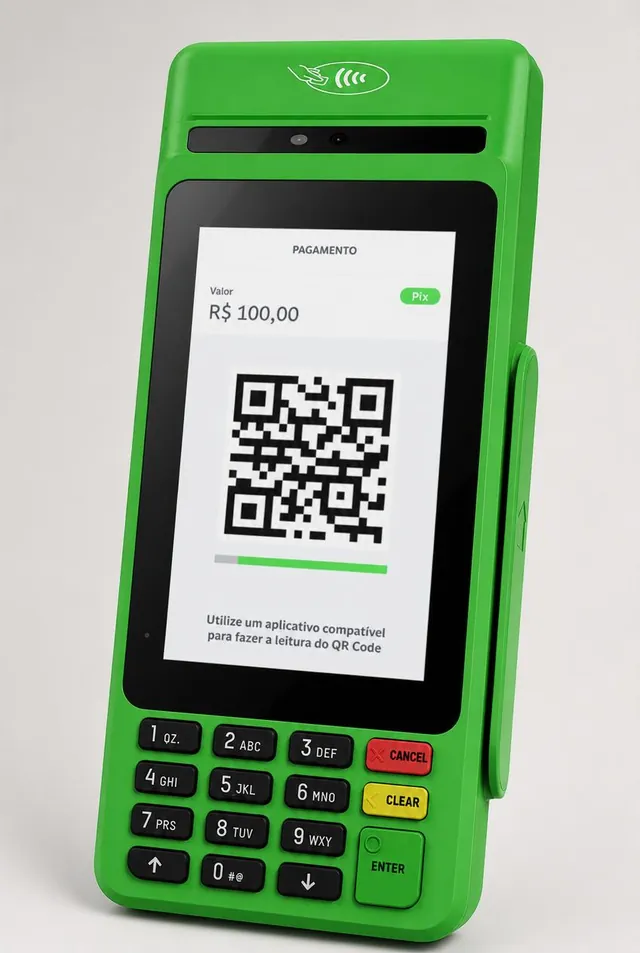 Maquininha T3 Smart Ton Mega+ vista em ângulo 3